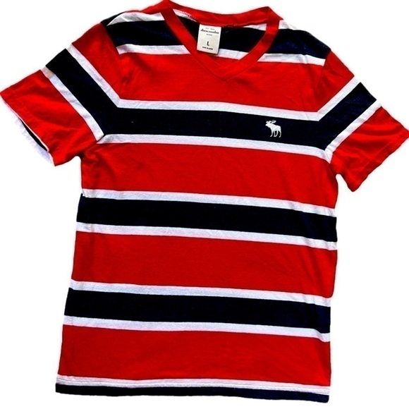𝅺ABERCROMBIE Kids Striped Tee, Youth Large, Preloved - Picture 1 of 6